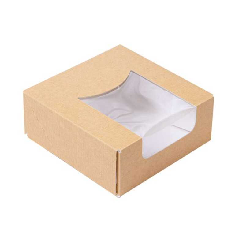 Boite carton fenêtre 10x10xh4cm brune