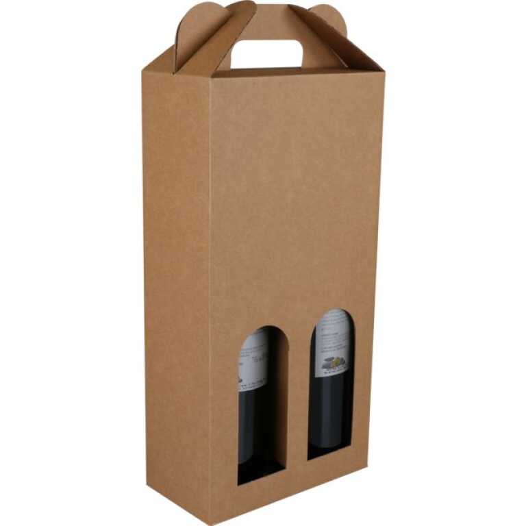 Boite à vin 2 bouteilles carton + fenêtre