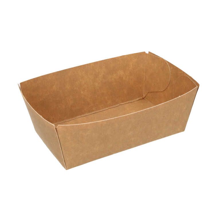 Ravier à frites carton 12,5x7,5xh4cm brun F4