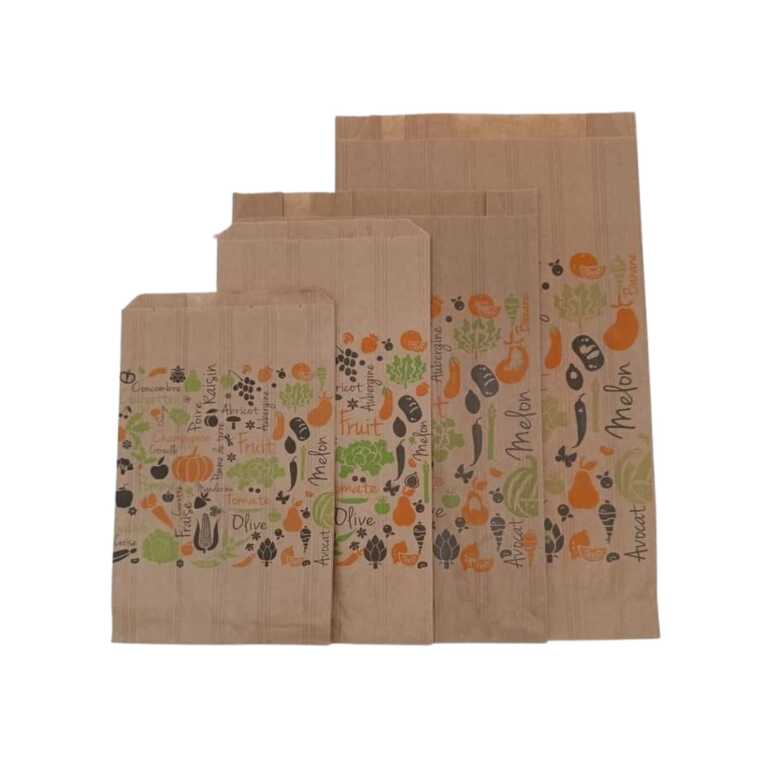 Sac à fruits et légumes papier 15+6x26cm 1kg brun