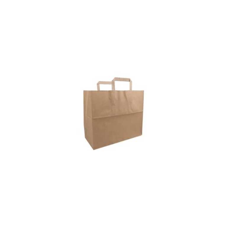 Sac kraft poignées plates 32+22x24cm brun